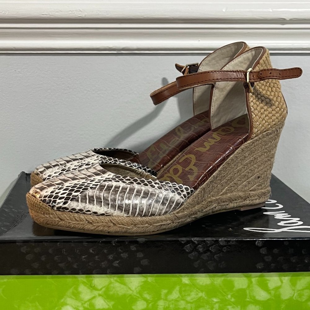Sam Edelman Harmony snakeskin and fabric espadrilles